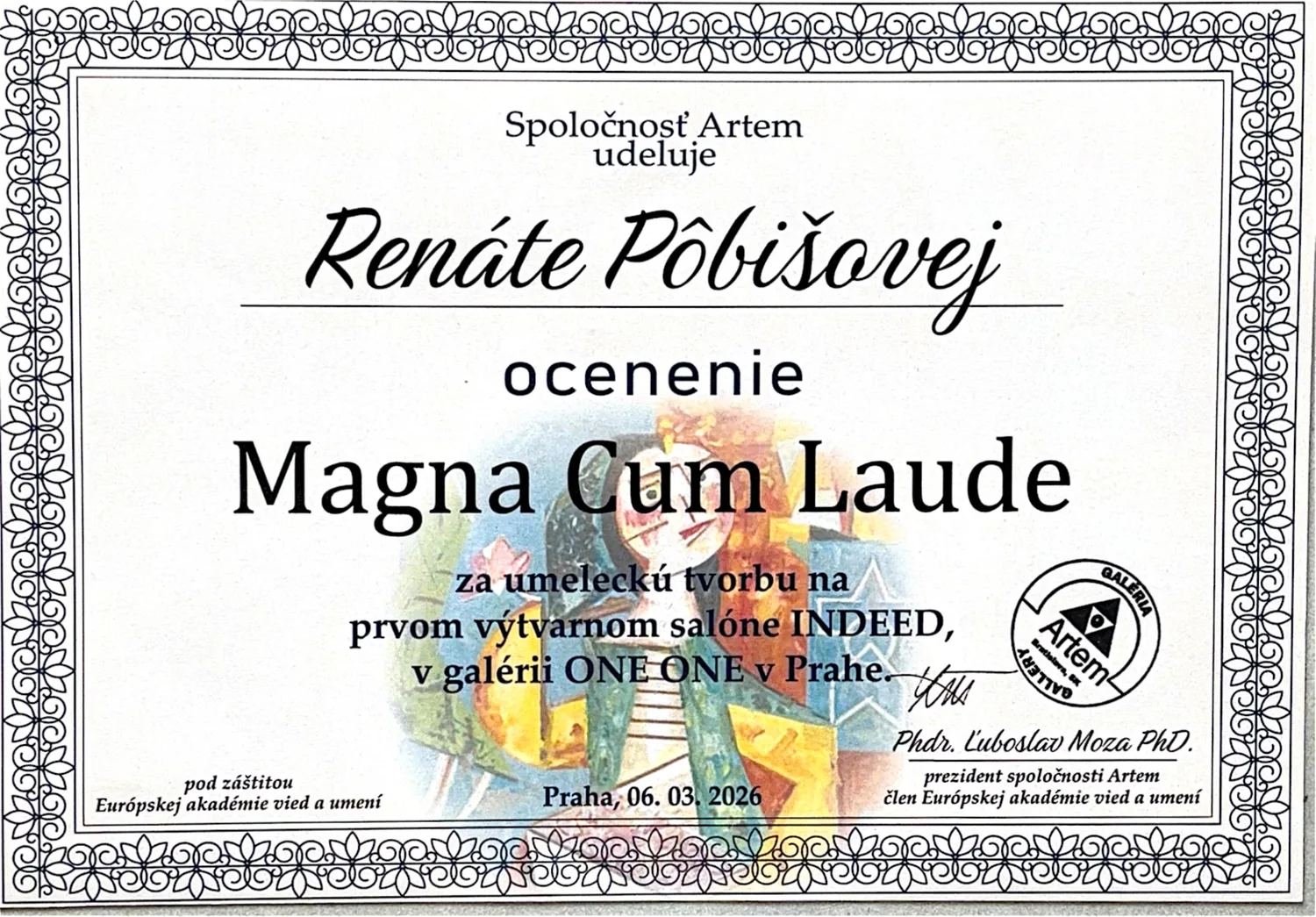 Ocenenie Magna Cum Laude — Spoločnosť Artem, Praha 2026